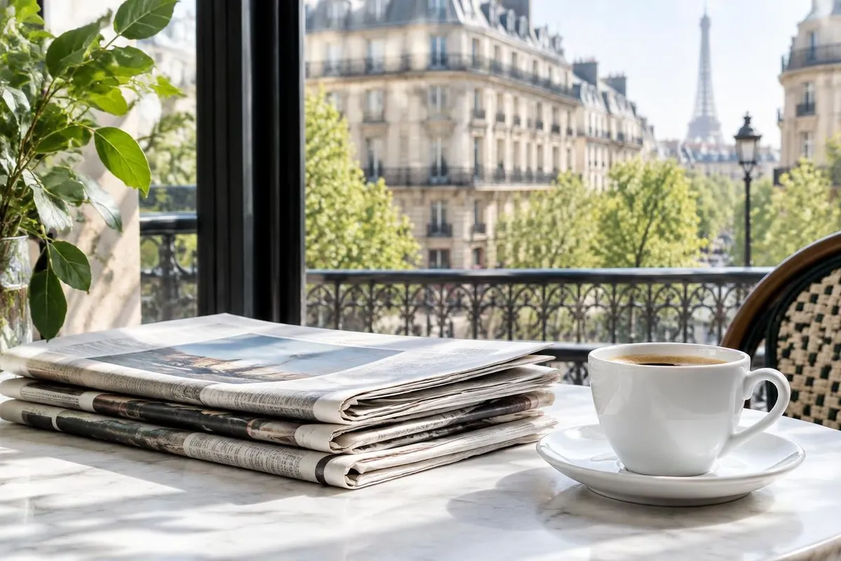 Journaux et café à Paris